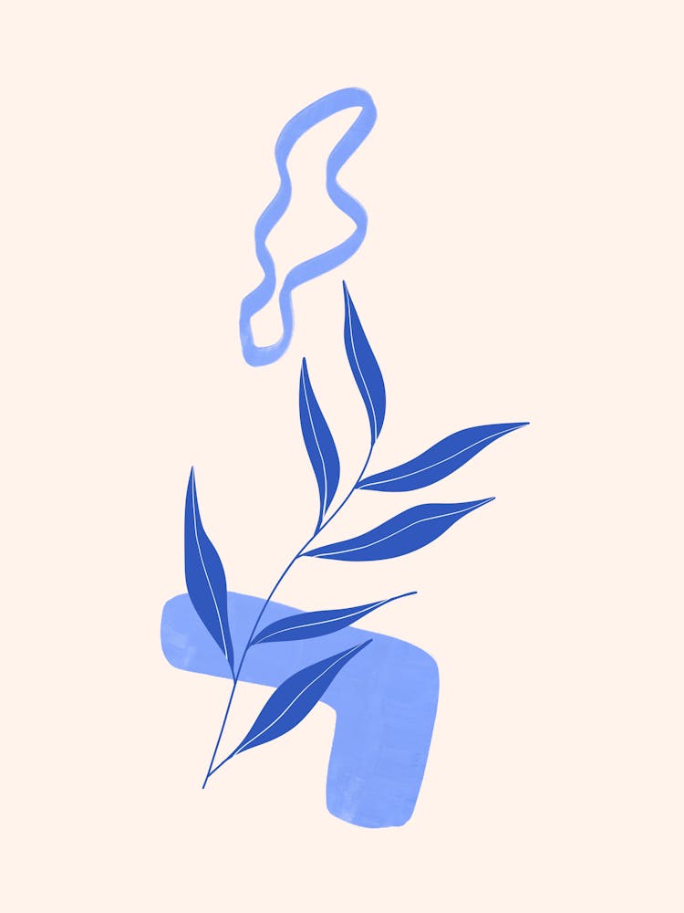 Blue Leaves On A White Background