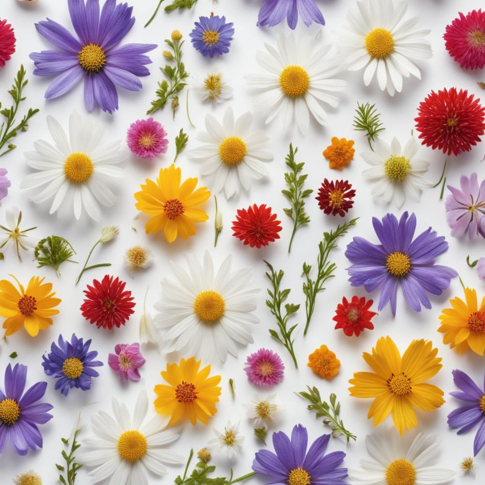 Wildflowers On White Background