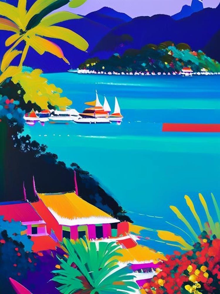 Koh Samui Thailand Colourful Painting Tropical Destination