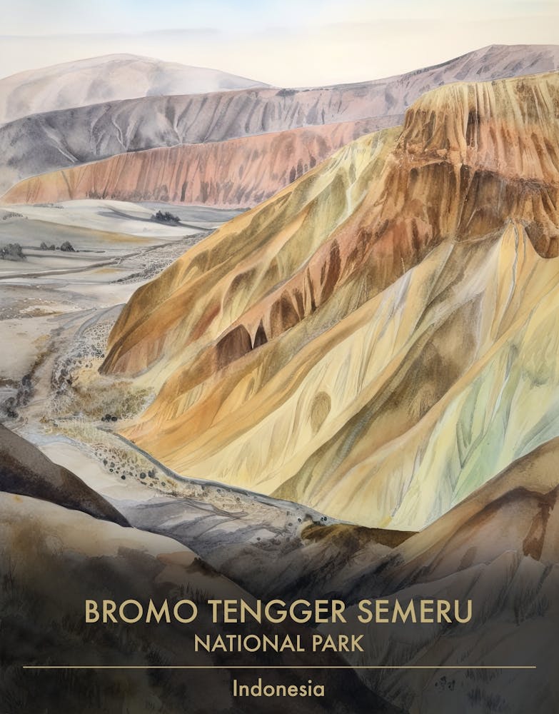 Bromo Tengger Semeru National Park Indonesia Watercolour 2