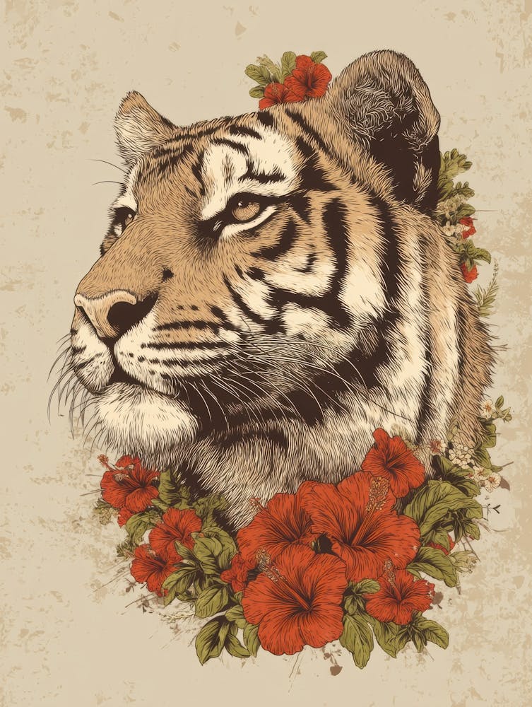 Tiger With Flowers 12