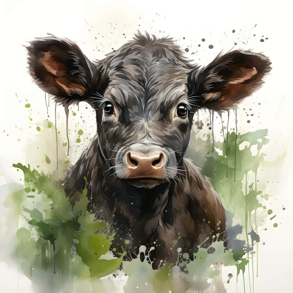 Rustic Charm Watercolor Cow