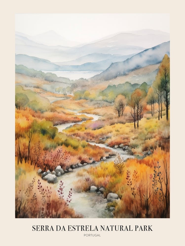 Autumn Forest Landscape Serra Da Estrela Natural Park Poster