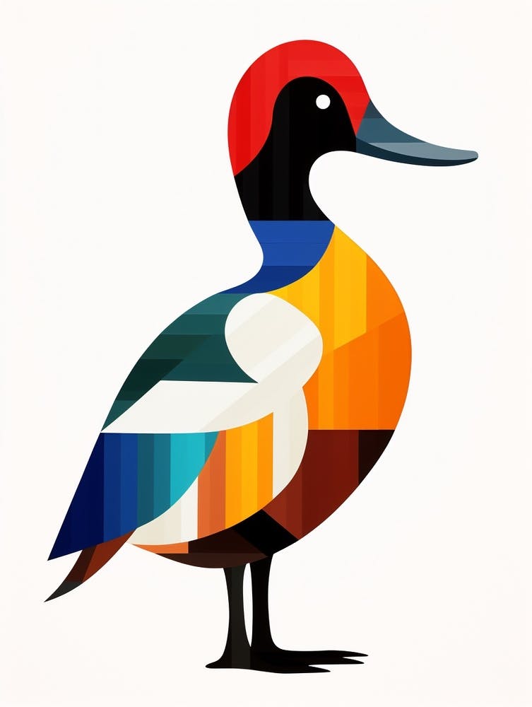 Colourful Geometric Bird Canvasback 1