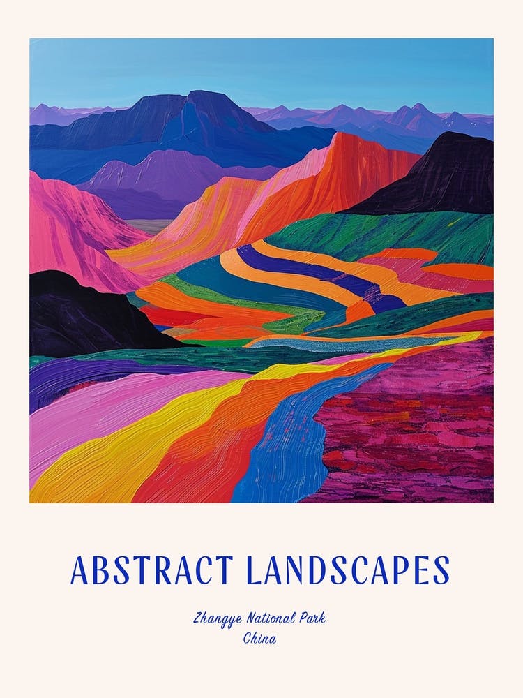 Colourful Abstract Zhangye National Park China 3 Poster Blue