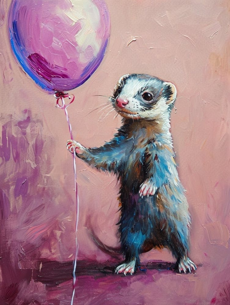 Cute Ferret 2 With Balloon