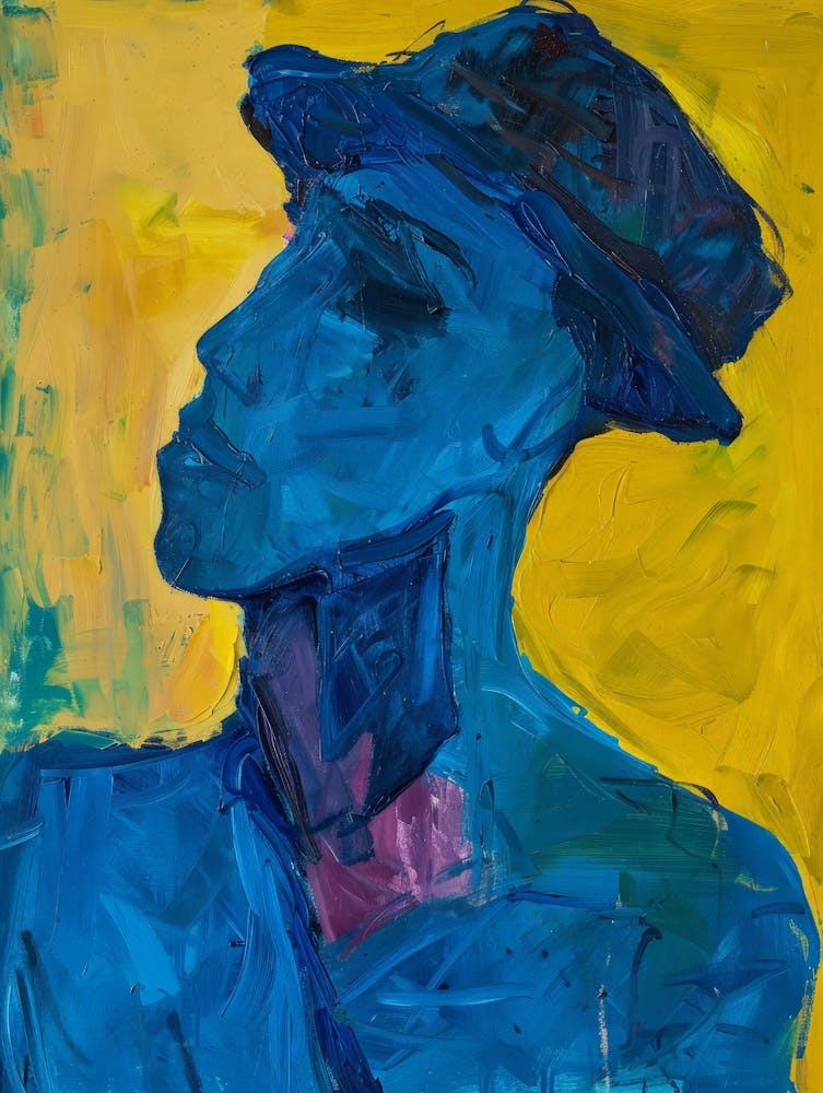 Blue Man With Hat