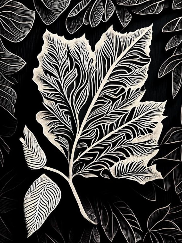 Sandalwood Leaf Linocut 2