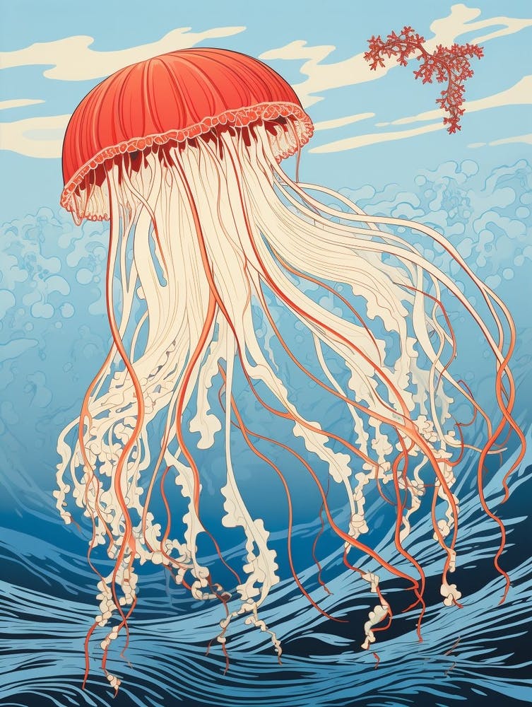 Sea Nettle Jellyfish Japanese Illustration 4