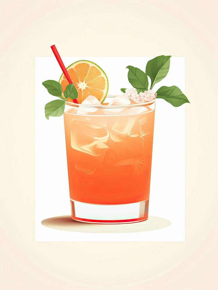 Illustration Mai Tai Floral Infusion Cocktail 5