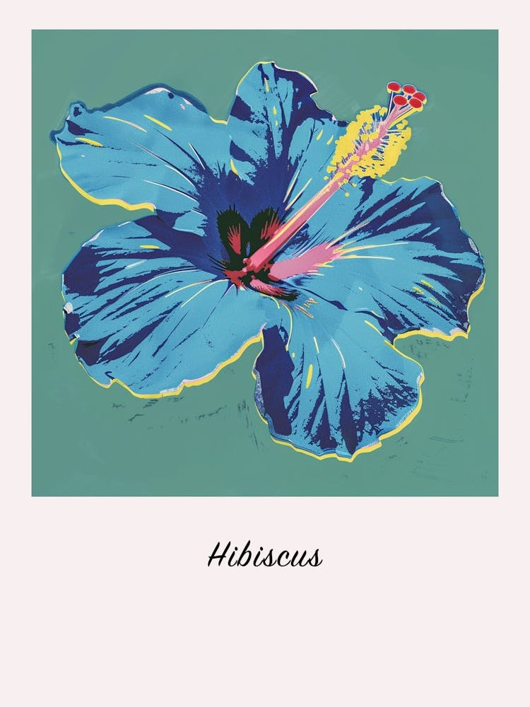Hibiscus 1 Square Flower Illustration Poster