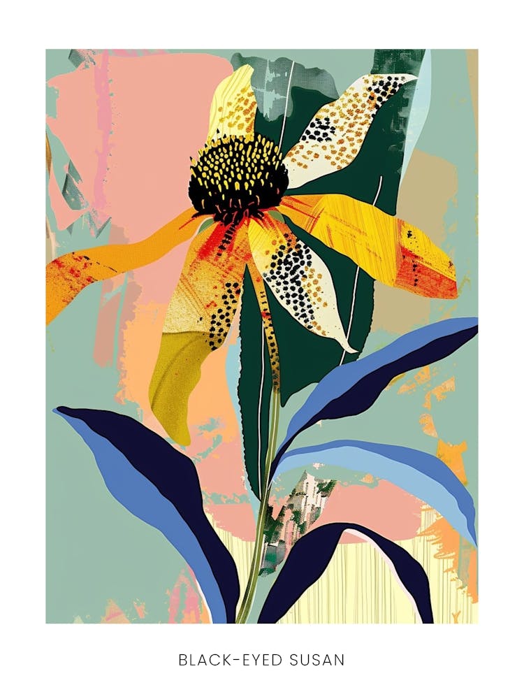 Colourful Flower Illustration Poster Black Eyed Susan 4