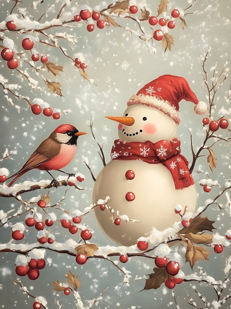 Snowman And Bird