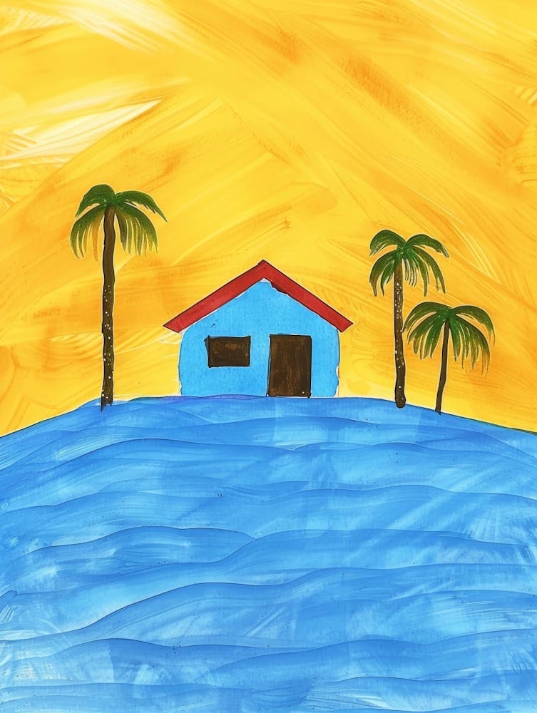 Strandhaus mit Palmen 1