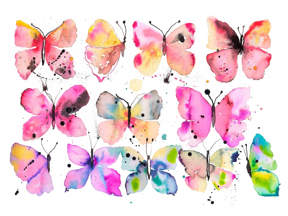 Artistic Spring Butterflies Watercolor