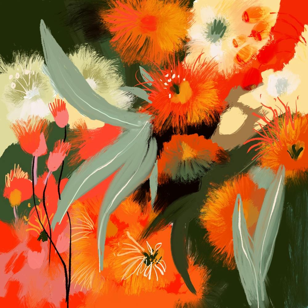 Abstract Eucalyptus Painting Square