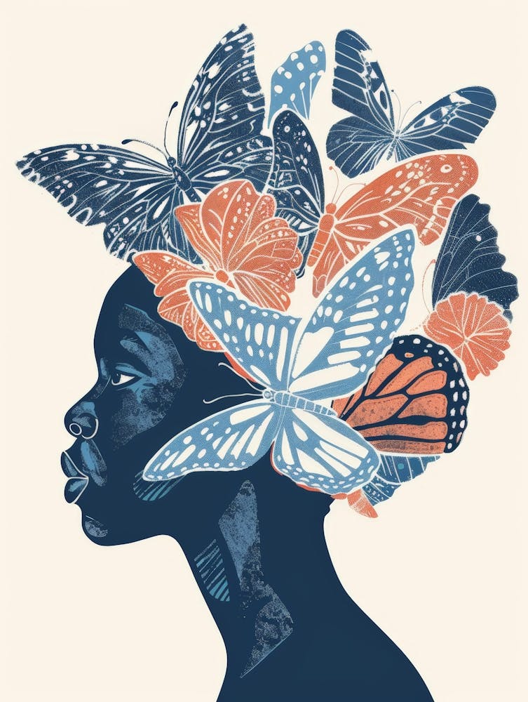 Butterfly In A Woman'S Hair