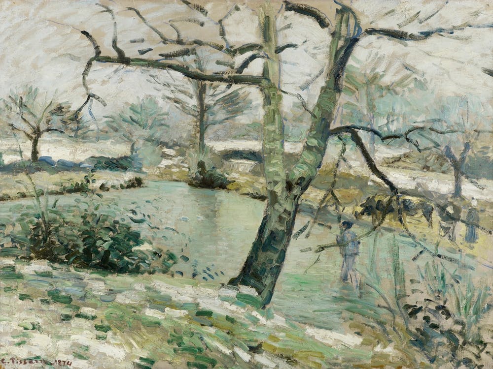 The Montfoucault Pond, Winter Effect (1874), Camille Pissarro
