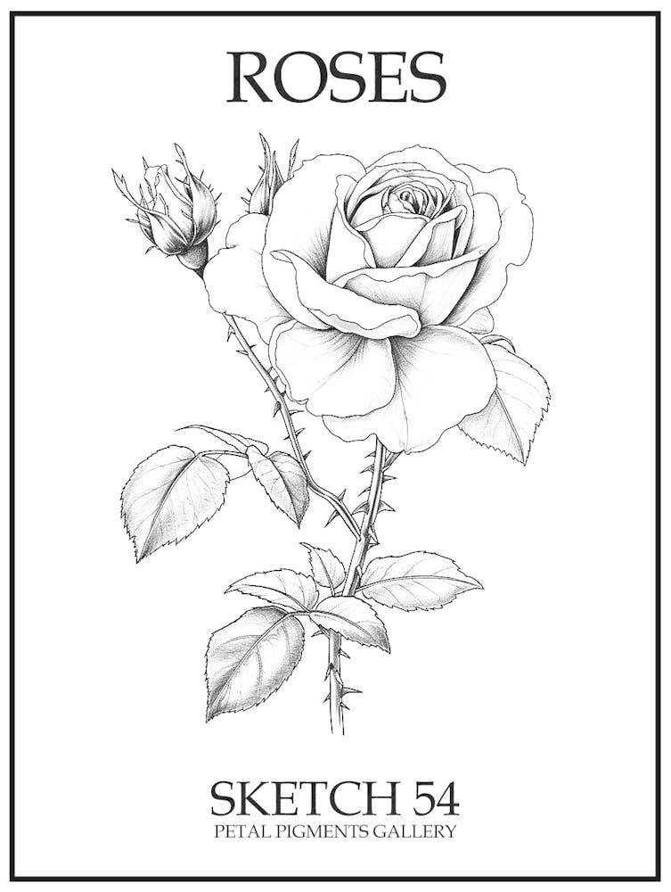 Roses Sketch 54 Poster