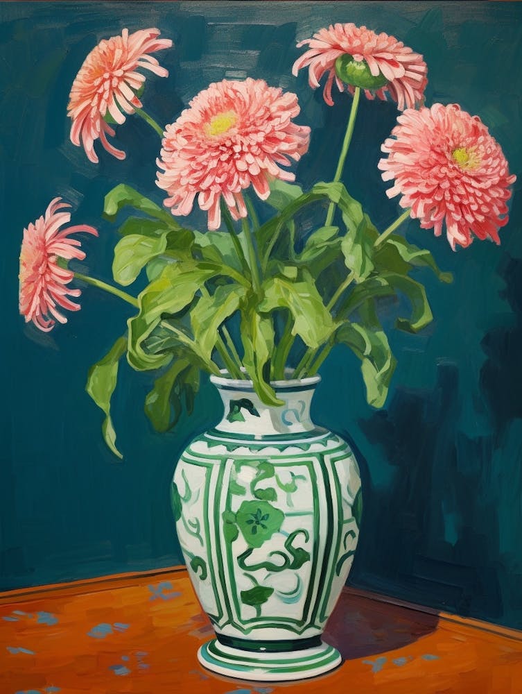 Flowers In A Vase Still Life Painting Chrysanthemum 3