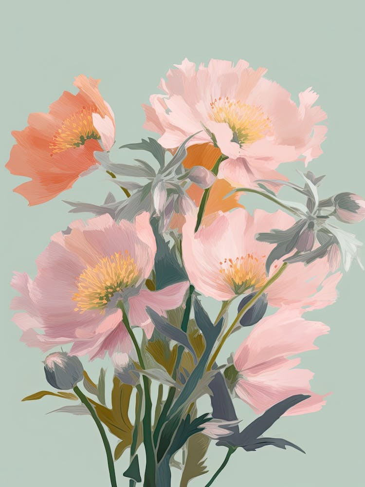 Bouvardia Flowers Acrylic Pastel Colours 1