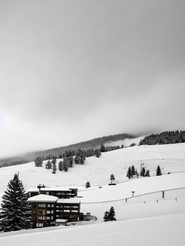 Soldeu, Andorra Black And White Skiing Poster