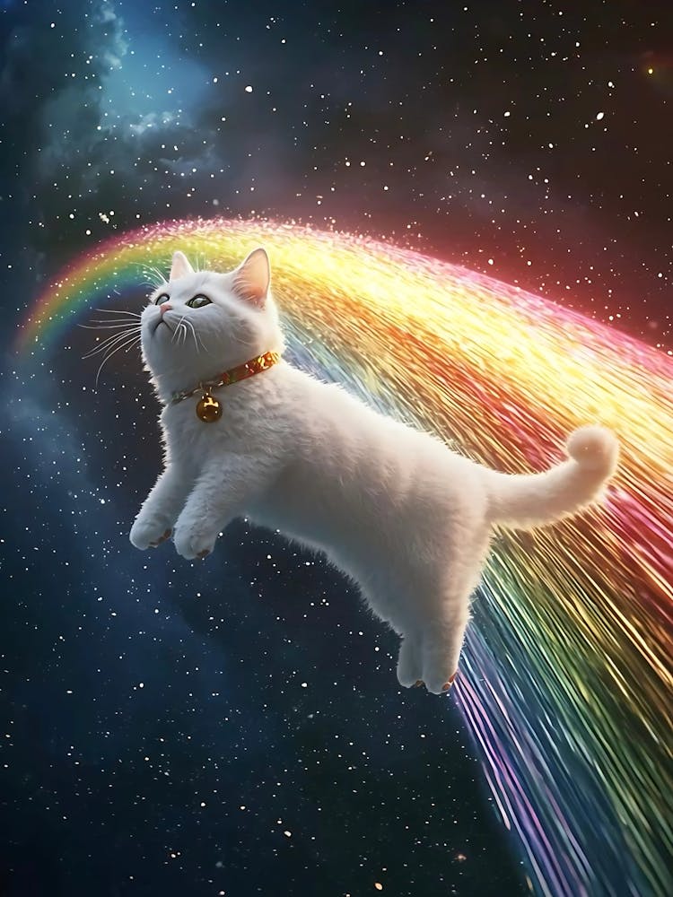 Rainbow Cat in the space