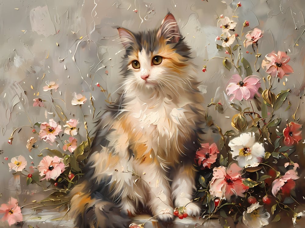 Cat In Flowers 5