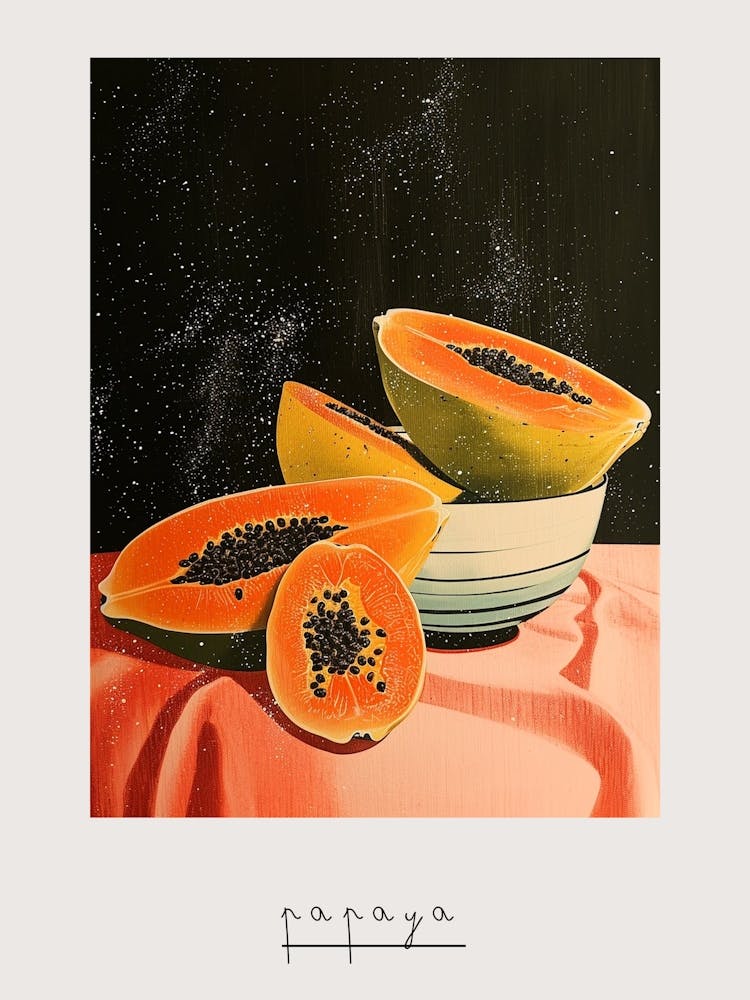 Art Deco Papaya Still Life 2 Poster