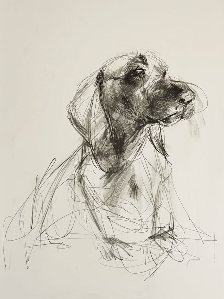 Dog Sepia Charcoal Line
