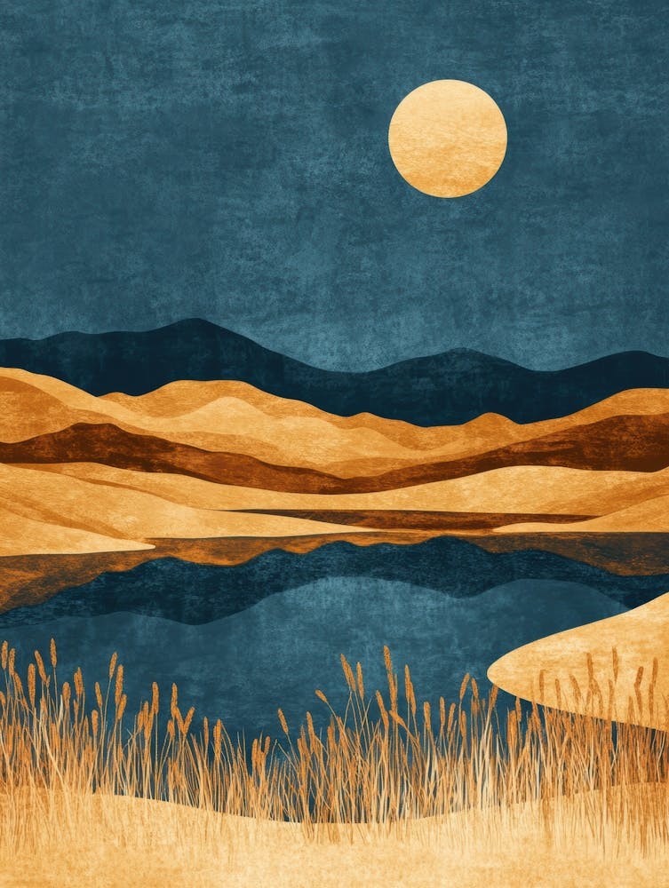 Moonlight Over A Lake Canvas Print