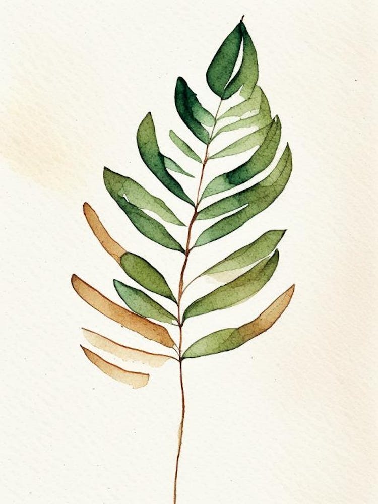 Tamarindenblatt Minimalistisches Aquarell