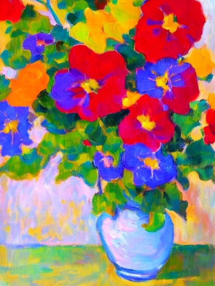Morning Glory Floral Abstract Block Colour Flower