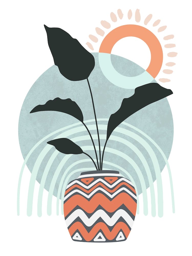 Sun Sea And A Palm Plant