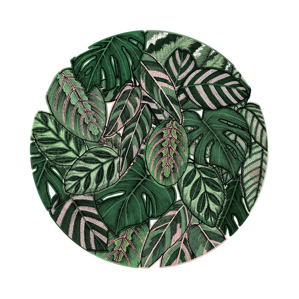 Pink & Green Botanical Circle Square