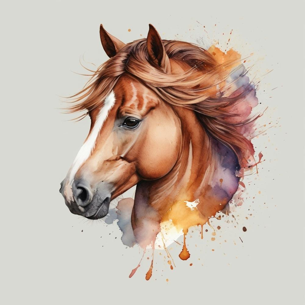 Watercolor Horse Head