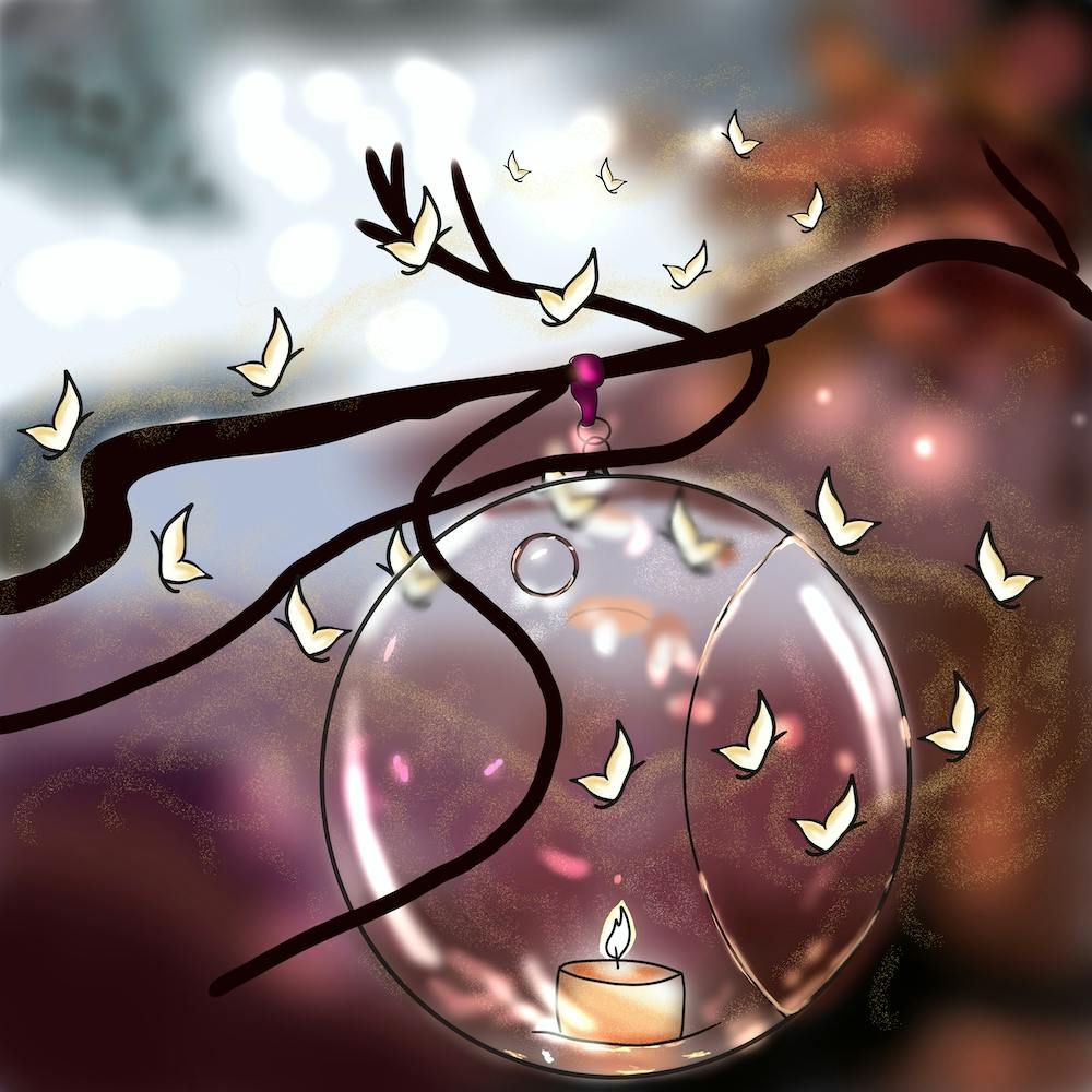 Glass Ball With Butterflies