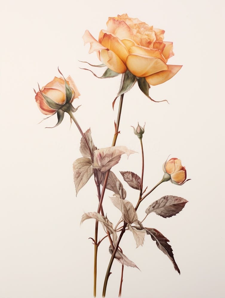 Pressed Flower Botanical Art Rose 2