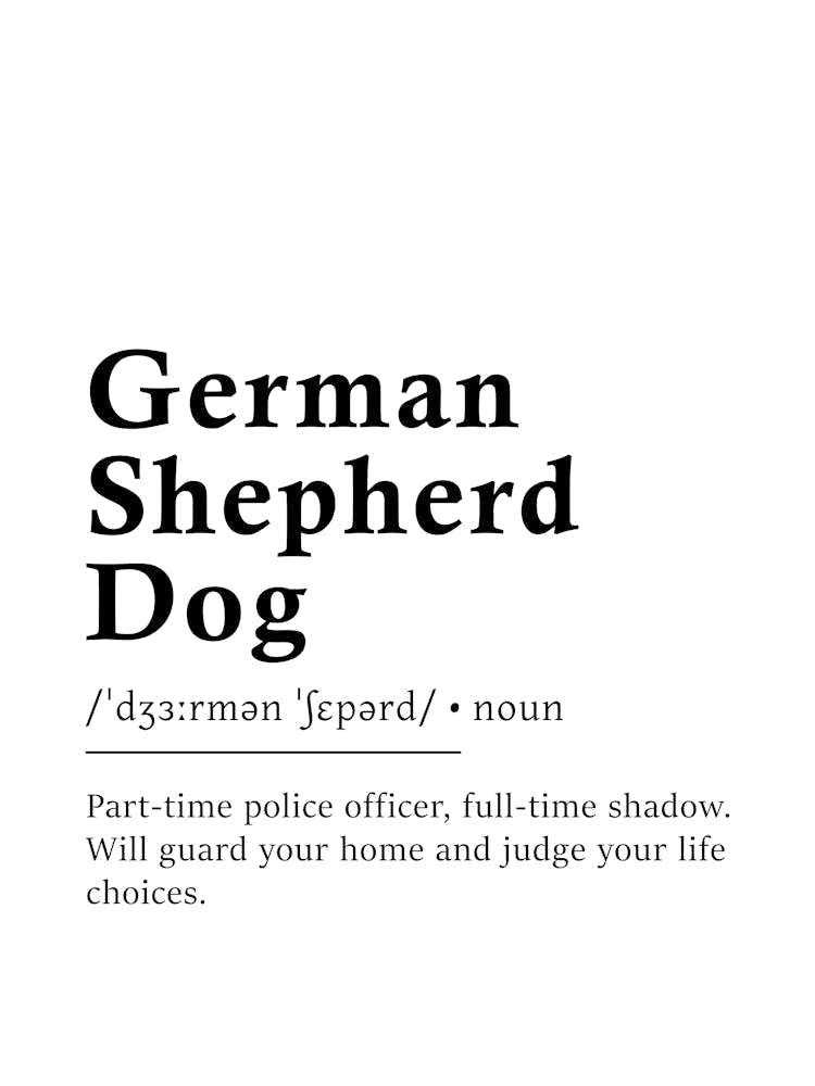 German Shepherd Dog Definition Poster - Dictionary