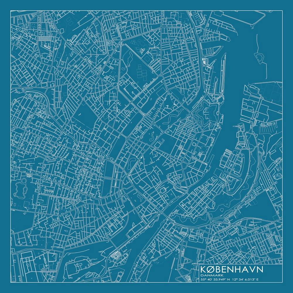 København Danmark city map blueprint design