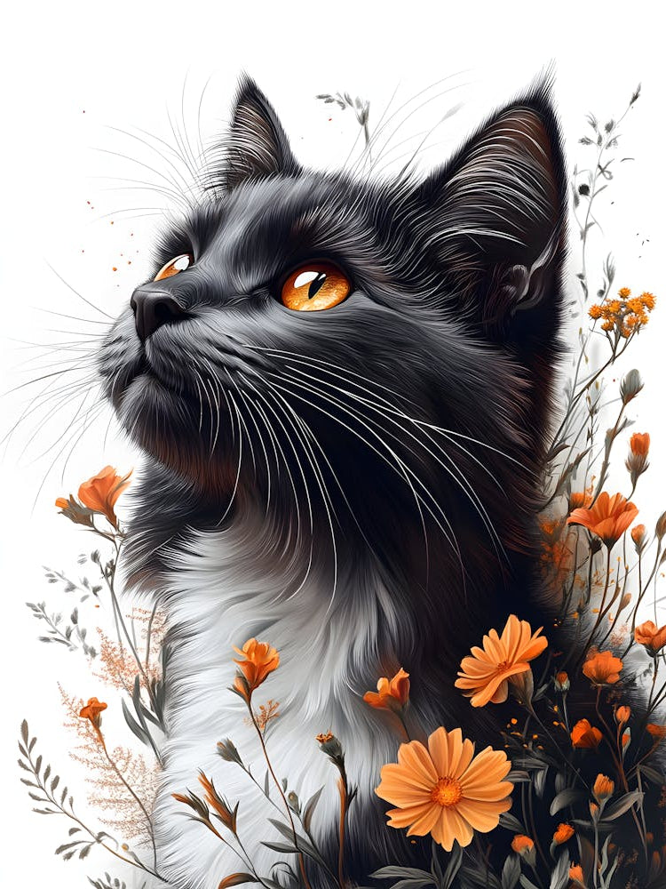 Stunning Cat And Flowers 7