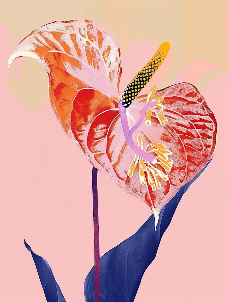 Colourful Flower Illustration Flamingo Flower 2