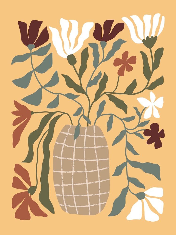 Flowers In A Vase Earth Tones