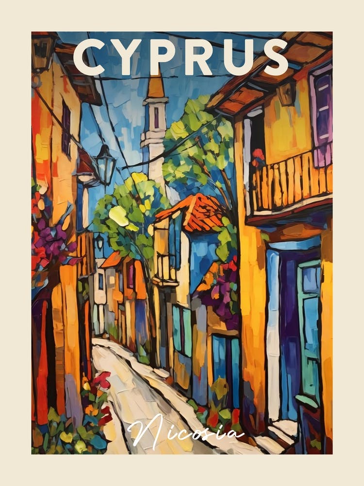 Nicosia Cyprus 2 Fauvist Painting Travel Poster
