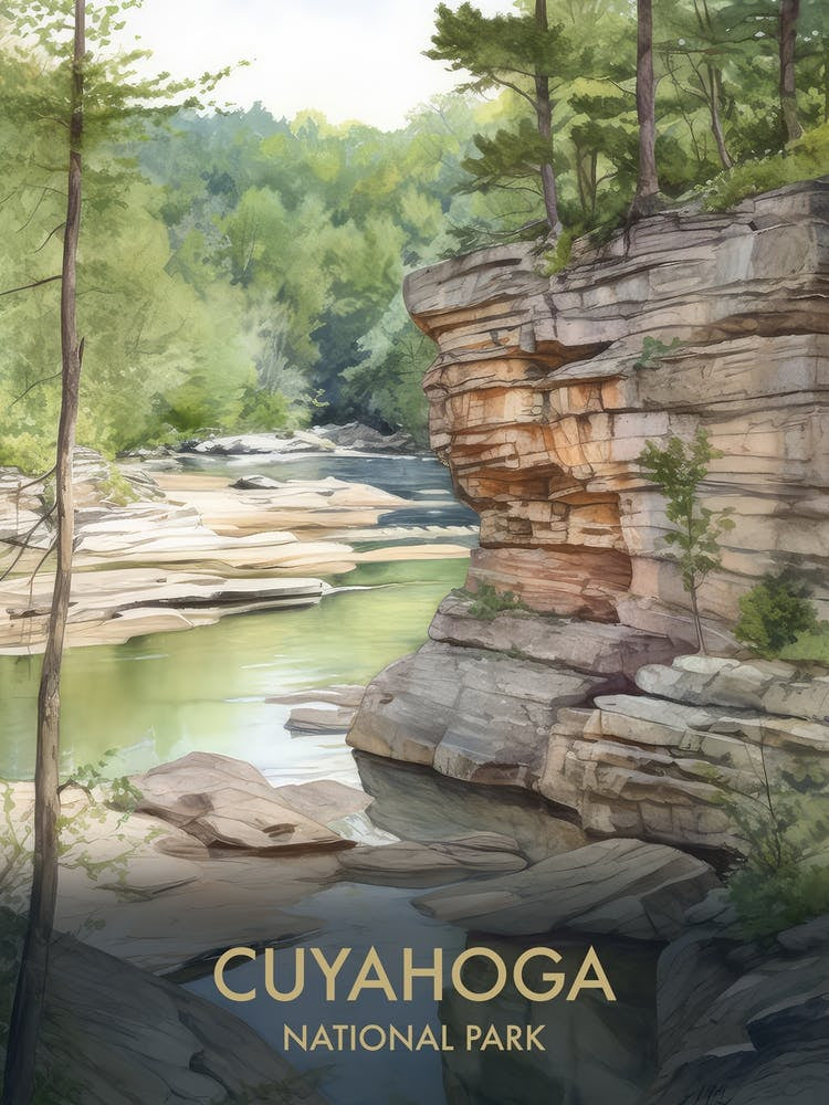 Cuyahoga Valley National Park Watercolour Vintage Travel Poster 2