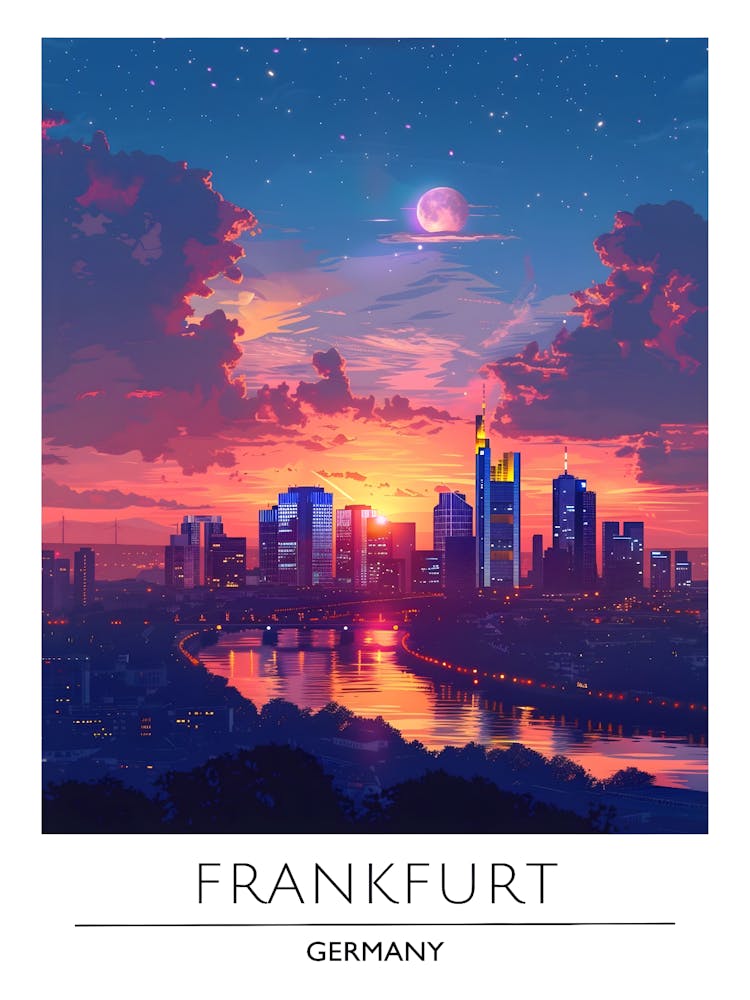 Frankfurt At Sunset