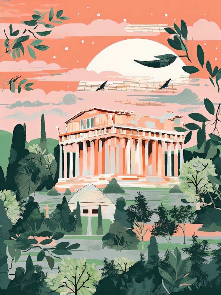 Parthenon   Athens, Greece   Cute Botanical Illustration Travel 0