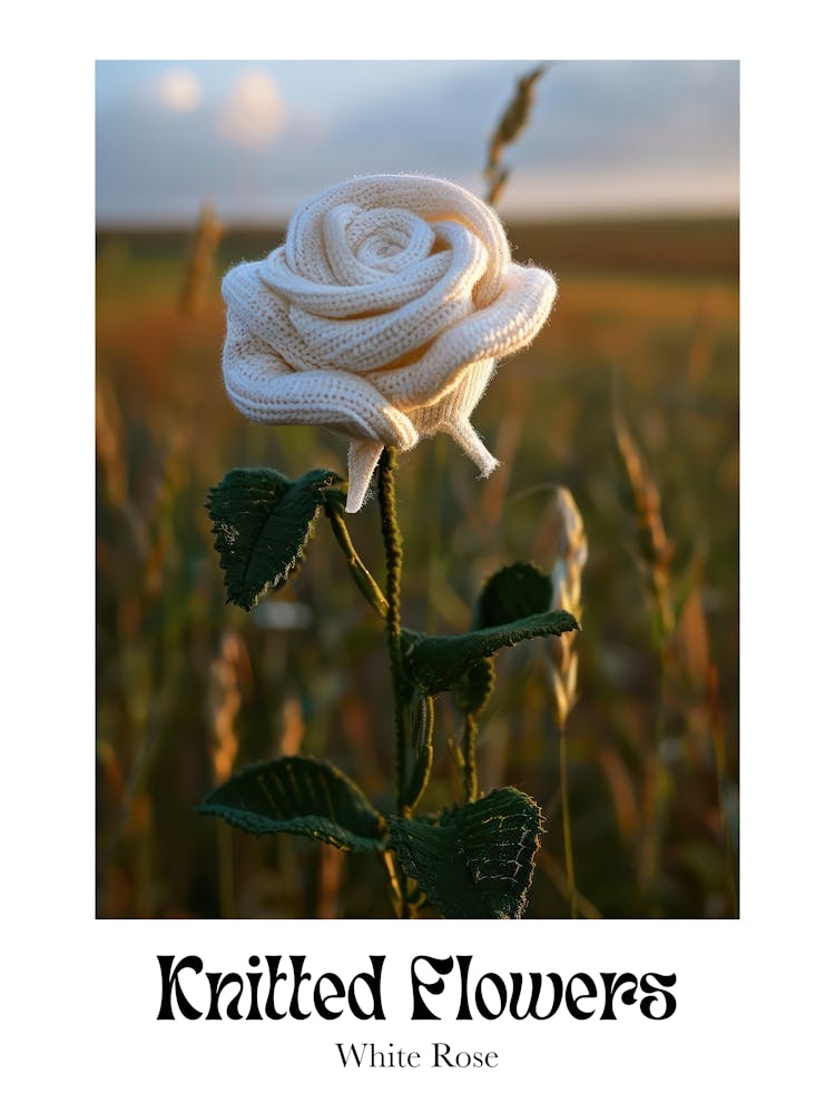 Rose Blanche en Fleurs Tricotées 2