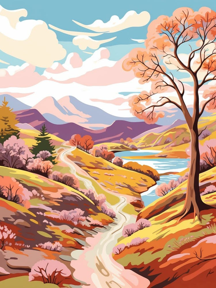 Scottish Highlands Scotland Hike Illustration