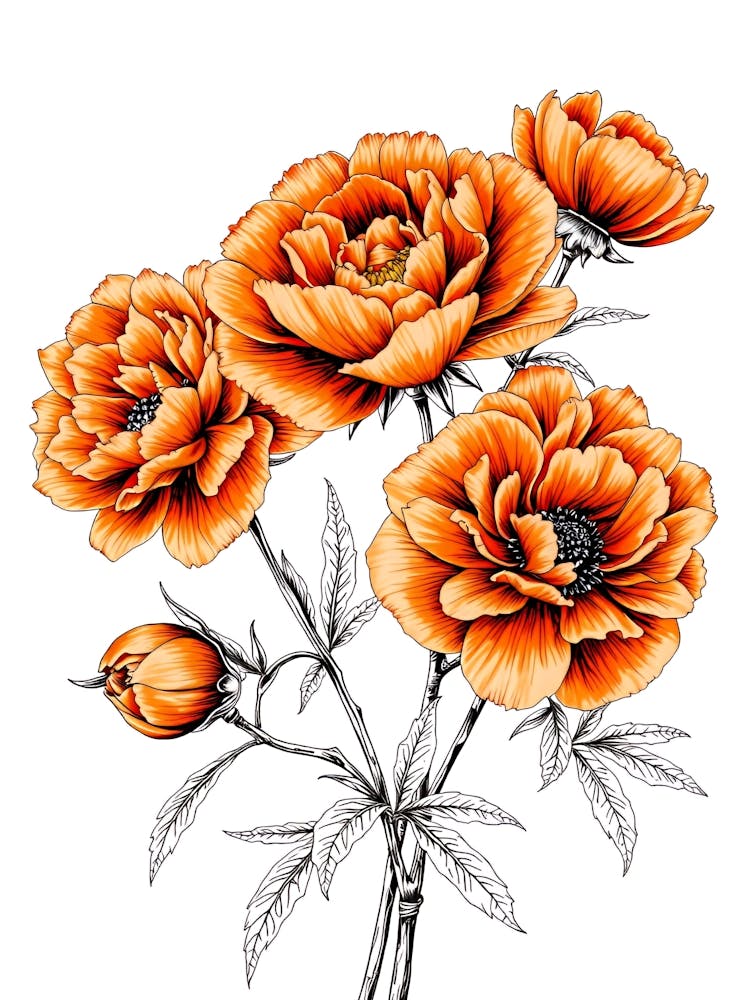 Orange Peonies
